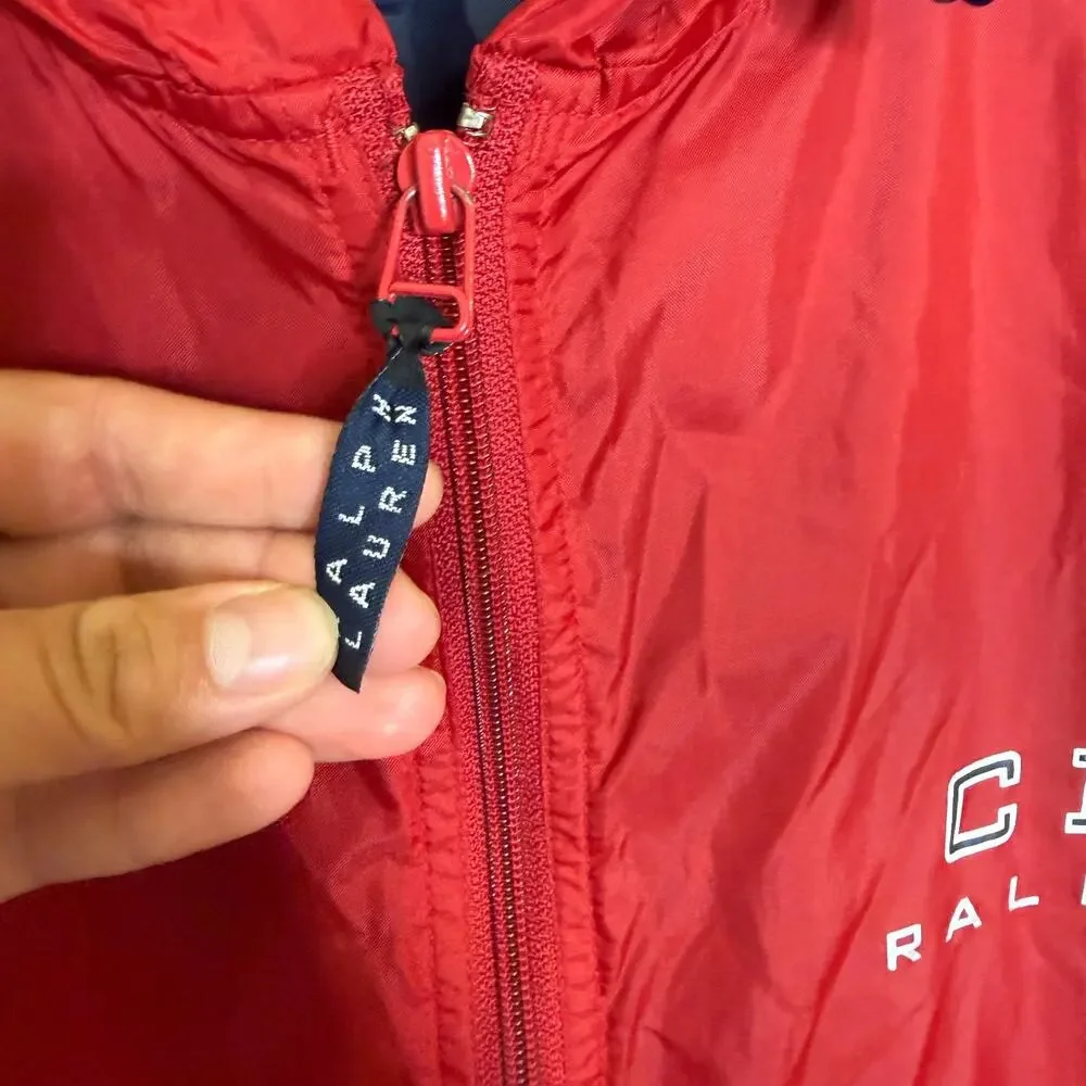 Men's Large Vintage Chaps Ralph Lauren Red Polyester Zip Windbreaker